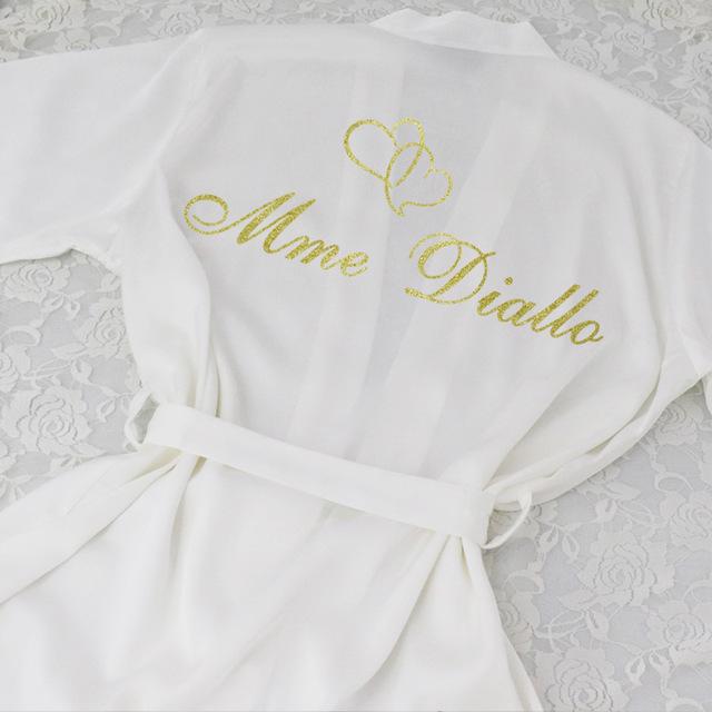 Lace Sleeve Sexy Women Nightwear Peignoir Mariage Wedding Kimono Chiffon Silk Female Bathrobes Bridemaid Robes Personalized Name