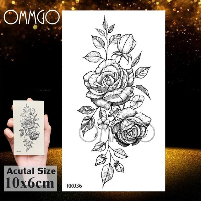 OMMGO Black Wolf Forest Tribal Feather Tattoos Temporary Sticker Tree Fierce Animal Fake Tattoo For Men Body Art Custom Tatoos