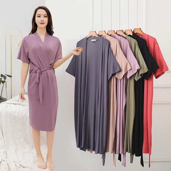 Comfortable Modal Solid Robe Gown Kimono Bathrobe Dress Sleepwear Home Clothing Casual Cotton Bride Bridesmaid Wedding Robes