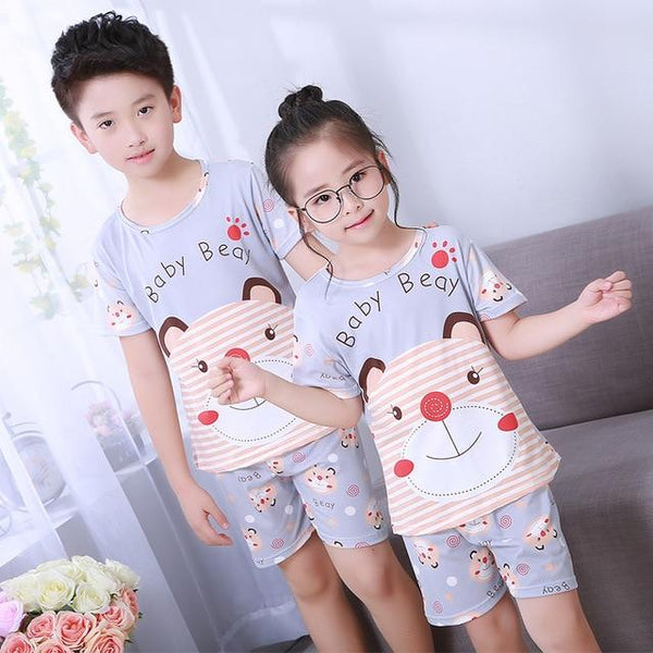 Pajamas set for children Summer 2019 Boys Girls Kids home Clothing Cartoon short Sleeve baby Sleepwear Suit Children's Day gifts