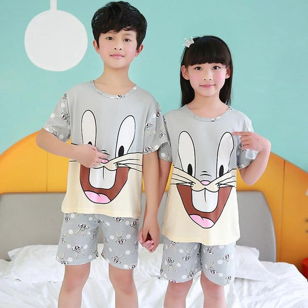 Pajamas set for children Summer 2019 Boys Girls Kids home Clothing Cartoon short Sleeve baby Sleepwear Suit Children's Day gifts