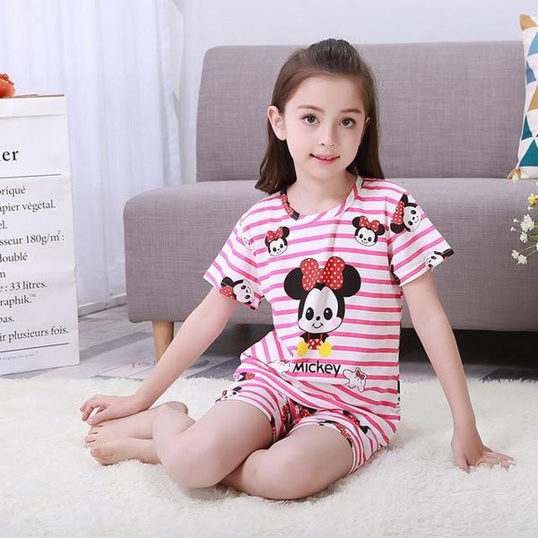 Pajamas set for children Summer 2019 Boys Girls Kids home Clothing Cartoon short Sleeve baby Sleepwear Suit Children's Day gifts