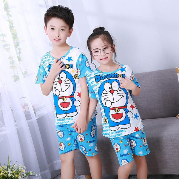 Pajamas set for children Summer 2019 Boys Girls Kids home Clothing Cartoon short Sleeve baby Sleepwear Suit Children's Day gifts