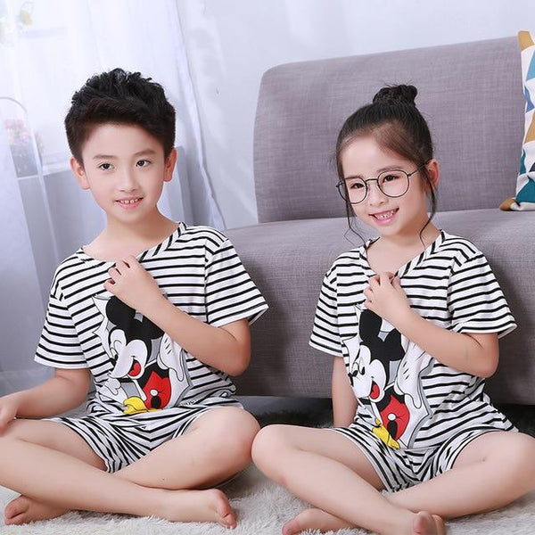 Pajamas set for children Summer 2019 Boys Girls Kids home Clothing Cartoon short Sleeve baby Sleepwear Suit Children's Day gifts