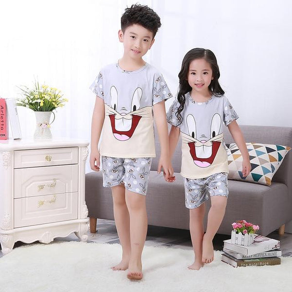 Pajamas set for children Summer 2019 Boys Girls Kids home Clothing Cartoon short Sleeve baby Sleepwear Suit Children's Day gifts