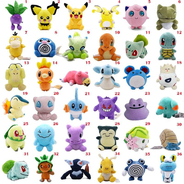 36 styles Anime Doll Pikachu Poliwag Bulbasaur Charmander Lapras Snorlax Stuffed Peluche Plush Toy Christmas Gift For Children