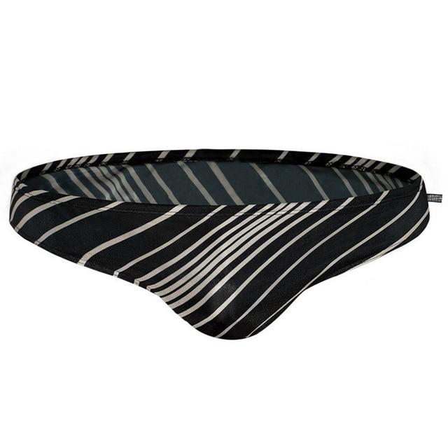 Men Swimsuit Striped Blue Red Black Swimwear Man Drawstring Swimming Suit Beachwear Elastic Quick Dry Breathable Swim Briefs Man