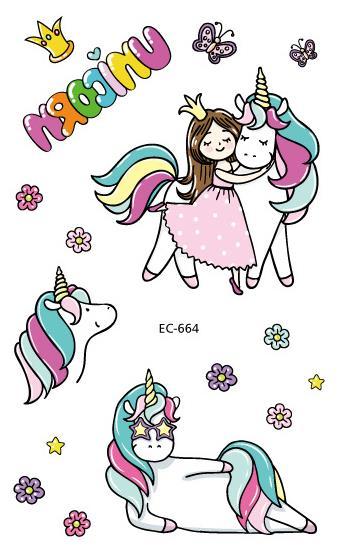 Waterproof Temporary Tattoo Sticker Cute Unicorn Fake Tatoo Tatouage Temporaire Flash Tatto hand foot For Kids Children Girl