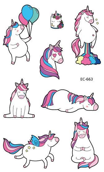 Waterproof Temporary Tattoo Sticker Cute Unicorn Fake Tatoo Tatouage Temporaire Flash Tatto hand foot For Kids Children Girl