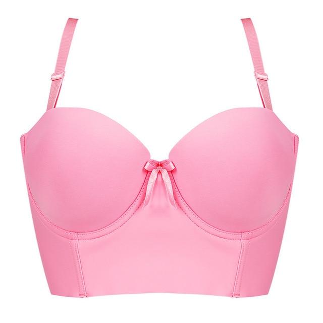 Fashion Super Push Up Bras Smooth One-Piece Seamless Adjustable Straps Breathable Underwear Women Brassiere 1/2 Cup Bras
