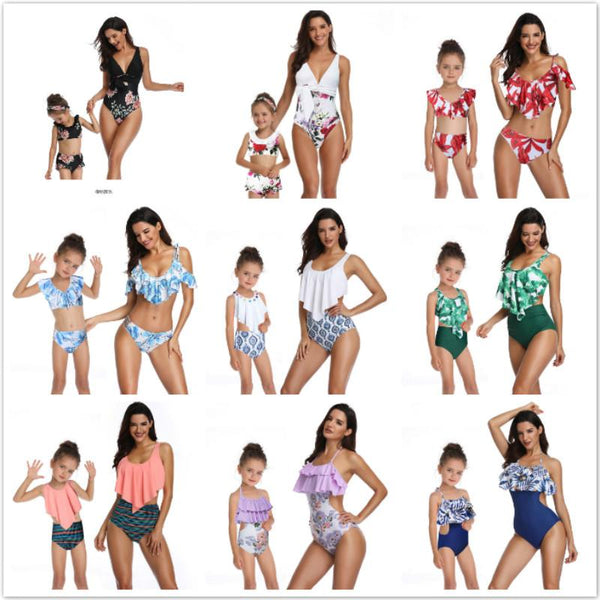 2PS Mommy and me swimsuit Mother and Daughter Swimsuit mommy and me Swimwear Bikini 2019 Summer Family Matching Outfits Swimsuit