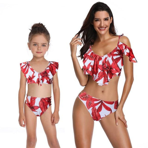 2PS Mommy and me swimsuit Mother and Daughter Swimsuit mommy and me Swimwear Bikini 2019 Summer Family Matching Outfits Swimsuit