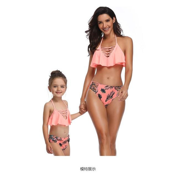 2PS Mommy and me swimsuit Mother and Daughter Swimsuit mommy and me Swimwear Bikini 2019 Summer Family Matching Outfits Swimsuit