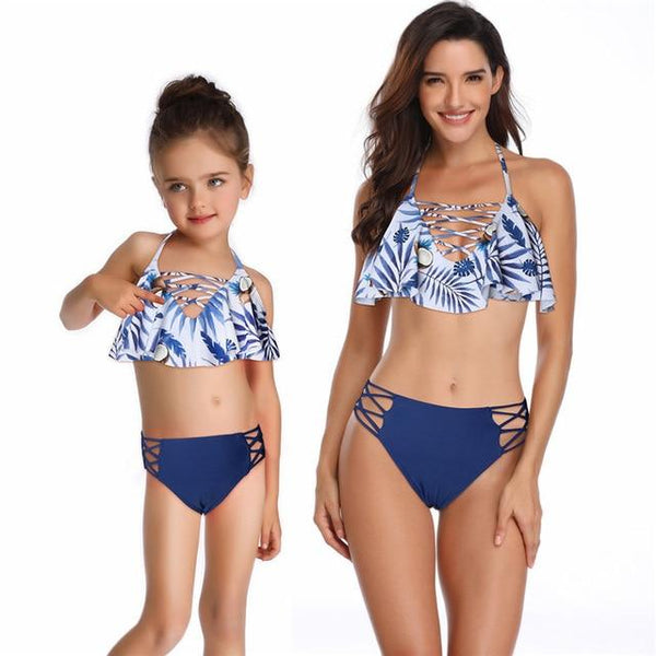 2PS Mommy and me swimsuit Mother and Daughter Swimsuit mommy and me Swimwear Bikini 2019 Summer Family Matching Outfits Swimsuit