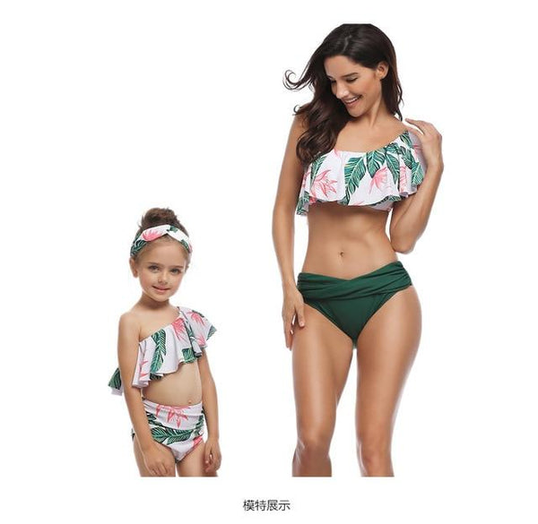 2PS Mommy and me swimsuit Mother and Daughter Swimsuit mommy and me Swimwear Bikini 2019 Summer Family Matching Outfits Swimsuit