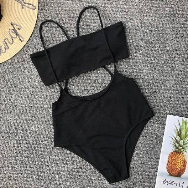 JSY Yellow Swimsuit Women's Two Piece Ribbed Bandeau Top and High Waist Slip Bikini Bottoms Padded Beachwear Bathing Suit Women