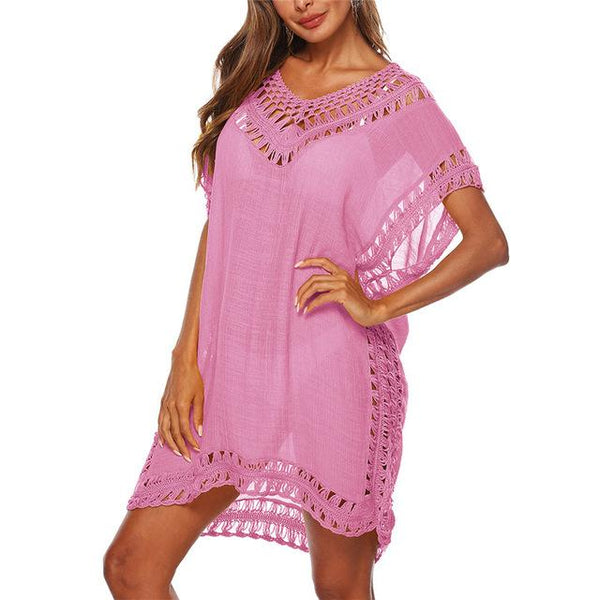 2019 Beach Cover Up Crochet Knitted Tassel Tie Beachwear Tunic Long Pareos Summer Swimsuit Cover Up Sexy See-through Beach Dress