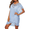 2019 Beach Cover Up Crochet Knitted Tassel Tie Beachwear Tunic Long Pareos Summer Swimsuit Cover Up Sexy See-through Beach Dress