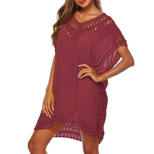 2019 Beach Cover Up Crochet Knitted Tassel Tie Beachwear Tunic Long Pareos Summer Swimsuit Cover Up Sexy See-through Beach Dress