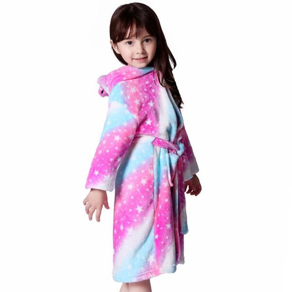Toddler Kids Bathrobe Flannel Long Sleeve Boys Girls Animal Unicorn Towel Bathing Sleepwear Hooded Bath Robes 2019 Baby Clothes