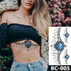 1 Sheet Chest Body Tattoo Temporary Waterproof Jewelry Lace Totem Lotus Mandala tatto Decal Waist Art Tatoo Sticker Women