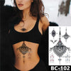 1 Sheet Chest Body Tattoo Temporary Waterproof Jewelry Lace Totem Lotus Mandala tatto Decal Waist Art Tatoo Sticker Women