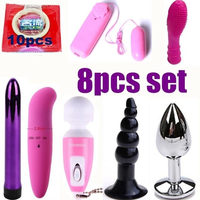 Vibrator Bondage 13 Pcs/Set BDSM Fetish Mask Sex Toys for Couples Plug Anal Metal Flirt Handcuffs Collar Eye,Anal Beads Vibrator