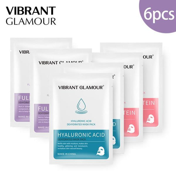 VIBRANT GLAMOUR Face Mask Fullerene Serum Protein Hyaluronic Acid Face Mask Anti-wrinkle Acne Lighten Black Spots Lifting Skin