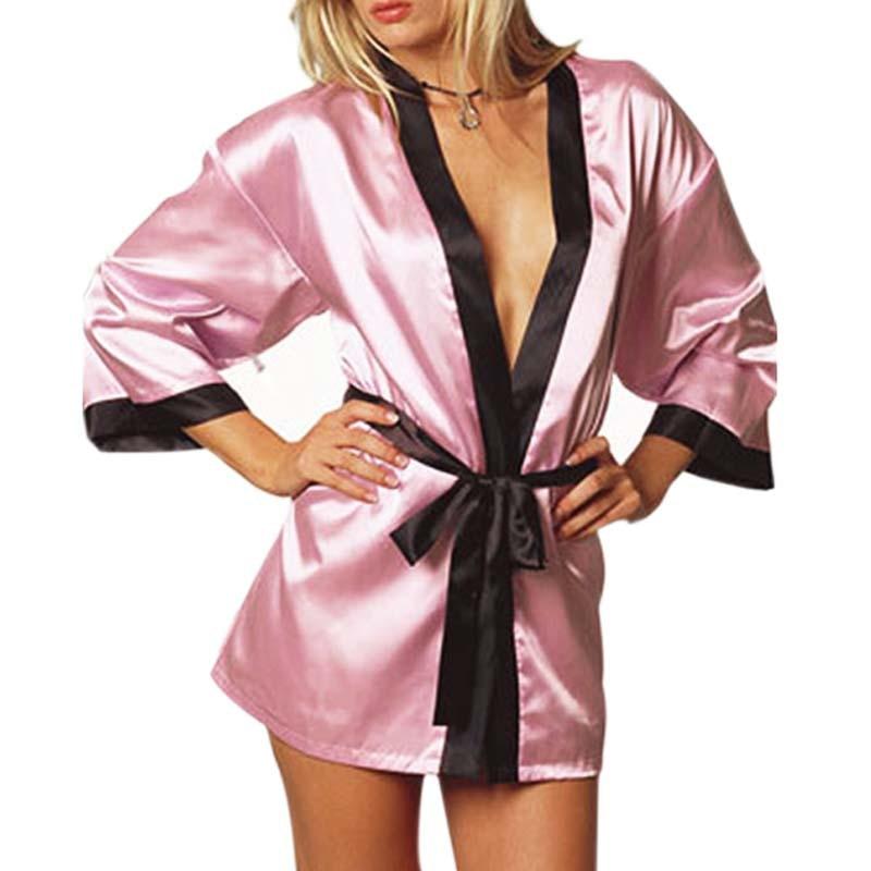 Sexy Silk Nightgown Women Plus Size Pajamas Lace Bathrobe Nightdress Kimono Lingerie Home Dress Sleepwear Bridesmaid Robes #D