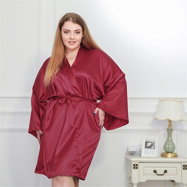 Plus Size 4XL Silk Kimono Robe Bathrobe Women Satin Bridesmaid Wedding Robes Sexy Dressing Gowns For 100KG Sleepwear White Black