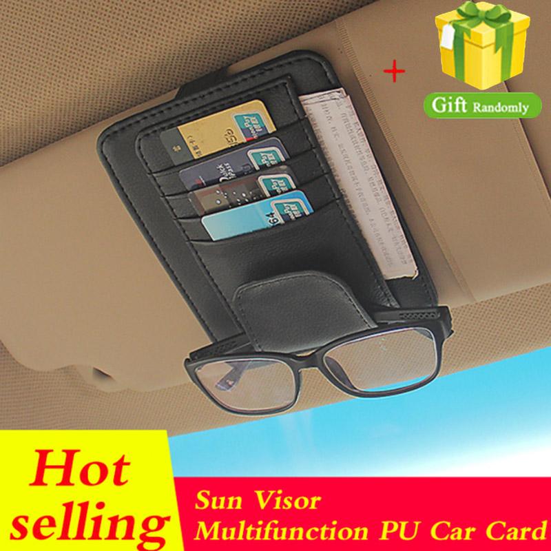Tancredy Sun Visor Multifunction PU Car Card Package Holder Glasses Storage Organizer Car Hanging Bag Auto Accessories Pocket
