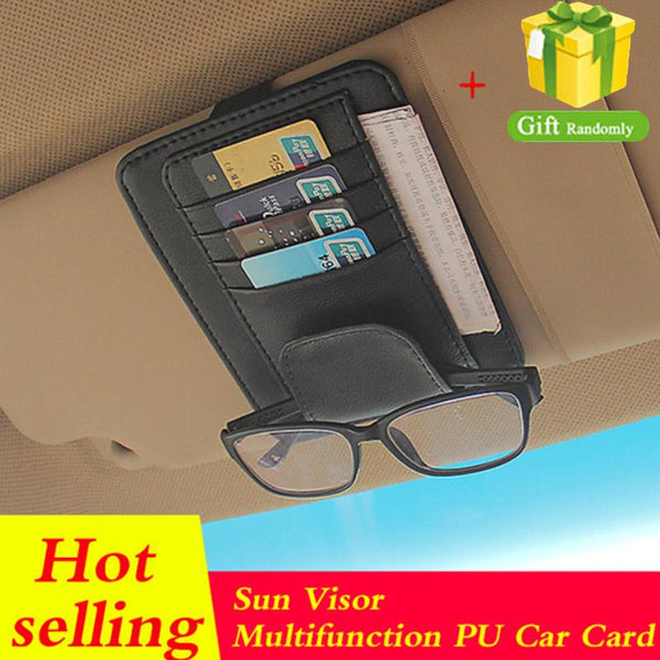 Tancredy Sun Visor Multifunction PU Car Card Package Holder Glasses Storage Organizer Car Hanging Bag Auto Accessories Pocket