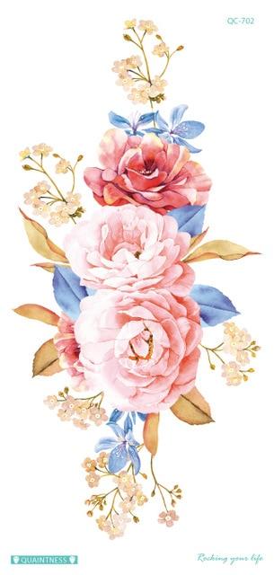 Latest 2019 fashional temporary tattoo designs with peony lotus peach peacock tatoo designs waterproof body art sticker women