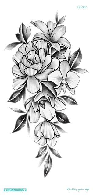 Latest 2019 fashional temporary tattoo designs with peony lotus peach peacock tatoo designs waterproof body art sticker women