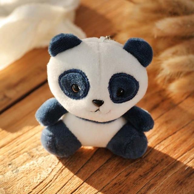 Lovely Panda Animal Dolls 10CM Baby Plush Toys 4 Colors key chain ring Pendant Plush Toys Kids Gift