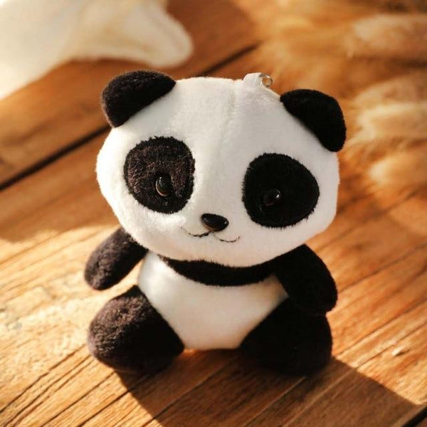 Lovely Panda Animal Dolls 10CM Baby Plush Toys 4 Colors key chain ring Pendant Plush Toys Kids Gift