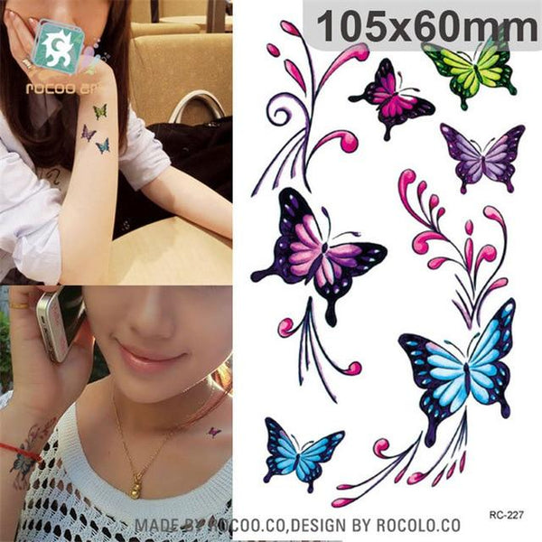 3D Butterfly Body Art Waterproof Temporary Tattoos For Men women Sexy Colours Small Sticker Wholesale RC2206