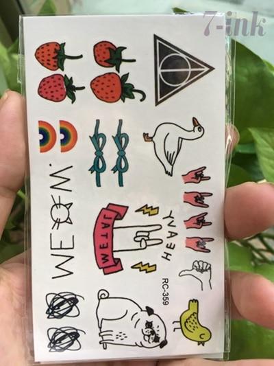 Water Transfer Tattoo cute cartoon dinosaur egg cat bird tattoo Waterproof Temporary fake Tattoo for man woman kid 10.5*6cm