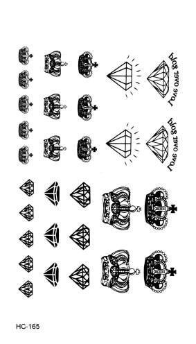 HC1165 Waterproof Fake Tattoo Stickers Black Fast Tattoo Little Diamonds and Crowns Water Transfer Temporary Tattoos Sticker