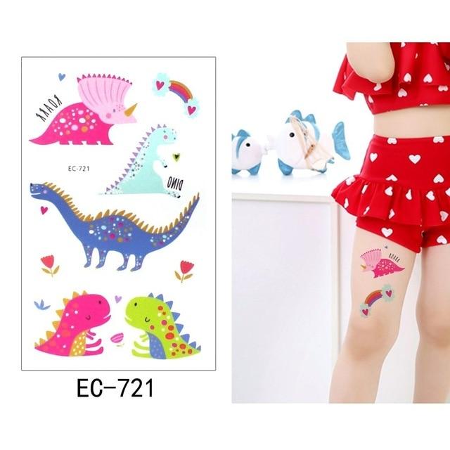Glaryyears 1 Sheet Temporary Tattoo Sticker Colorful Fake Tatoo Dinosaur Flash Tatto Waterproof Small Body Art Child 16 Designs