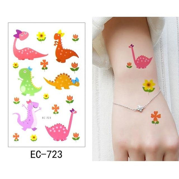 Glaryyears 1 Sheet Temporary Tattoo Sticker Colorful Fake Tatoo Dinosaur Flash Tatto Waterproof Small Body Art Child 16 Designs