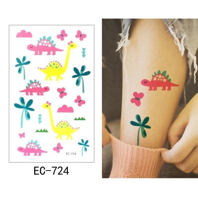 Glaryyears 1 Sheet Temporary Tattoo Sticker Colorful Fake Tatoo Dinosaur Flash Tatto Waterproof Small Body Art Child 16 Designs