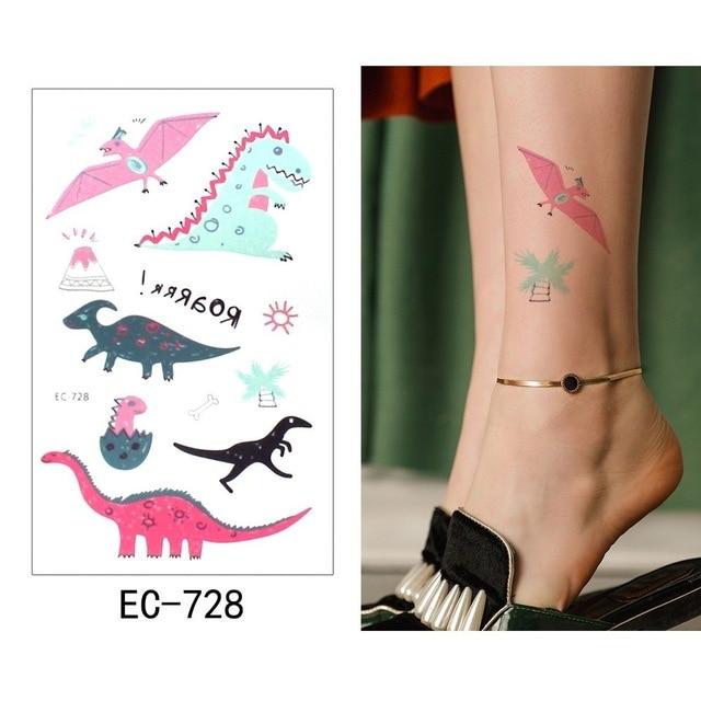Glaryyears 1 Sheet Temporary Tattoo Sticker Colorful Fake Tatoo Dinosaur Flash Tatto Waterproof Small Body Art Child 16 Designs