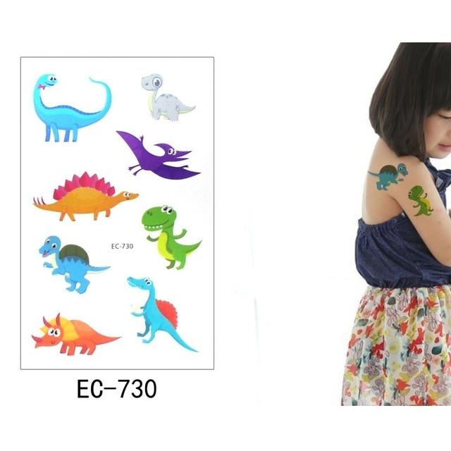 Glaryyears 1 Sheet Temporary Tattoo Sticker Colorful Fake Tatoo Dinosaur Flash Tatto Waterproof Small Body Art Child 16 Designs