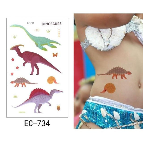 Glaryyears 1 Sheet Temporary Tattoo Sticker Colorful Fake Tatoo Dinosaur Flash Tatto Waterproof Small Body Art Child 16 Designs