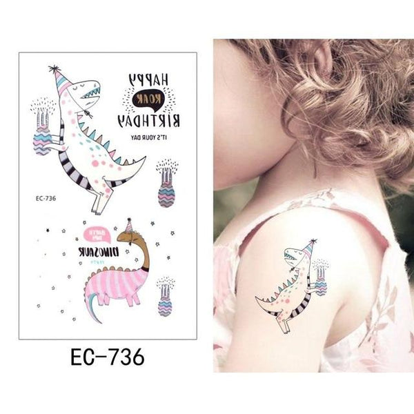 Glaryyears 1 Sheet Temporary Tattoo Sticker Colorful Fake Tatoo Dinosaur Flash Tatto Waterproof Small Body Art Child 16 Designs