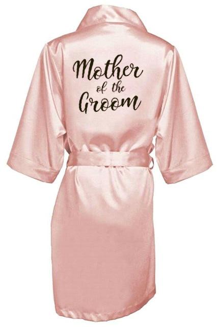 new bride bridesmaid robe with white black letters mother sister of the bride wedding gift bathrobe kimono satin robes
