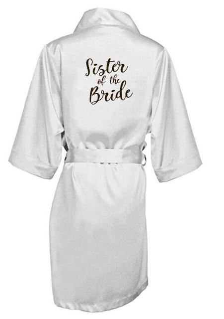 new bride bridesmaid robe with white black letters mother sister of the bride wedding gift bathrobe kimono satin robes