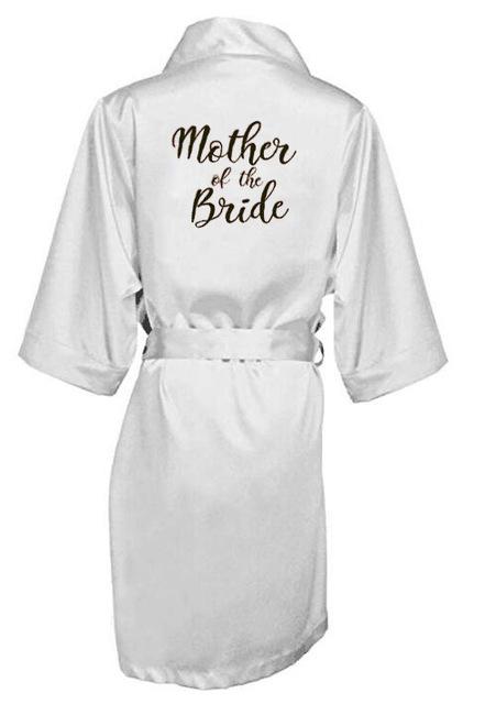 new bride bridesmaid robe with white black letters mother sister of the bride wedding gift bathrobe kimono satin robes