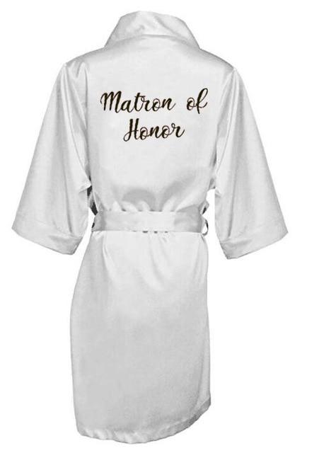 new bride bridesmaid robe with white black letters mother sister of the bride wedding gift bathrobe kimono satin robes
